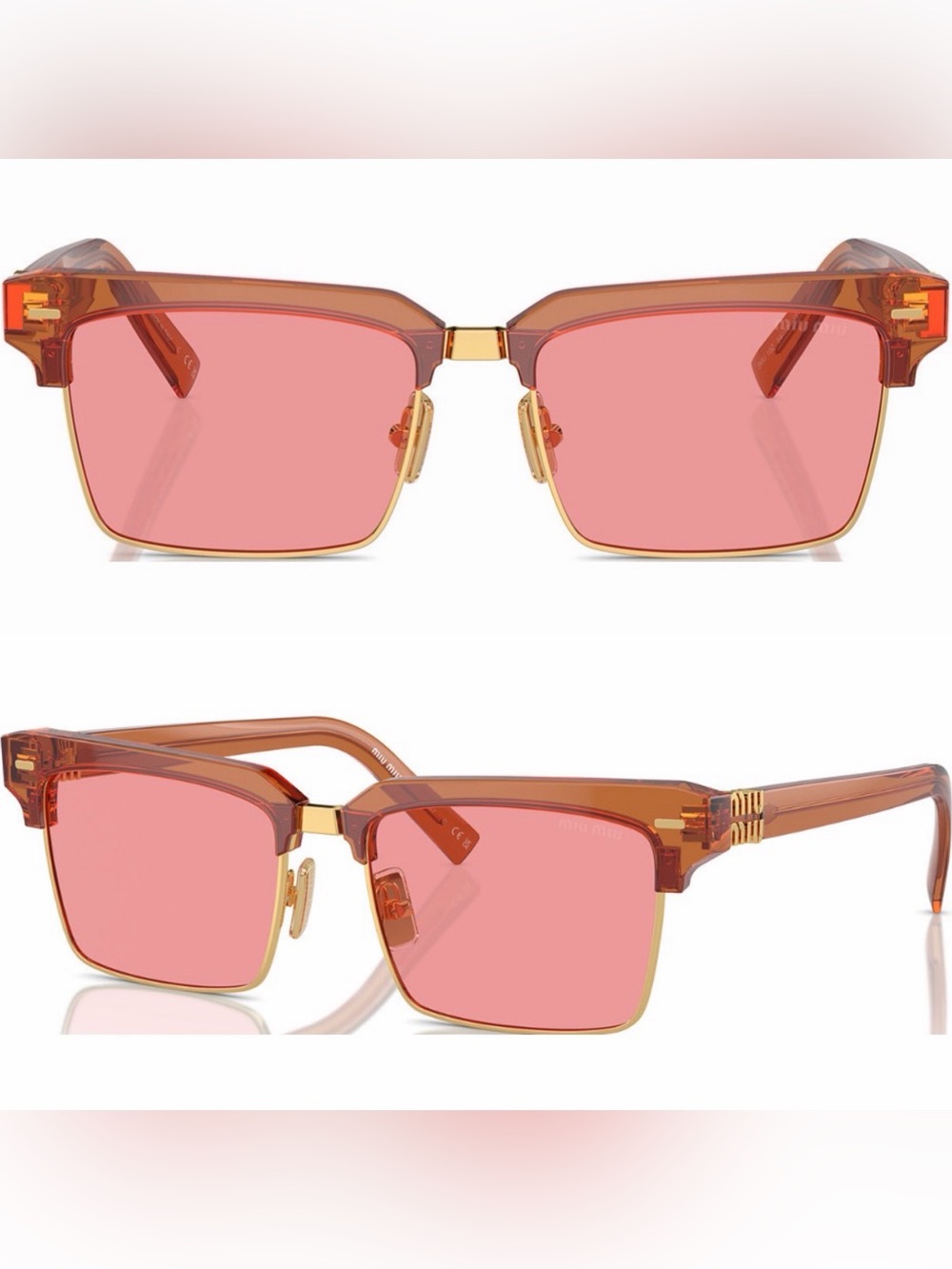 MIU MIU MU 10Zs SUMGLASSES PINK CARAMEL SQUARE